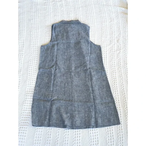 NWT Garnet Hill Classic Linen Shirt Dress Size 14 Button Up Collared Sleeveless - Picture 5 of 13